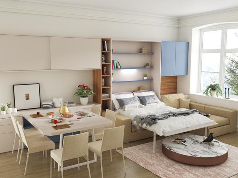 giường gỗ thông minh kết hợp sofa