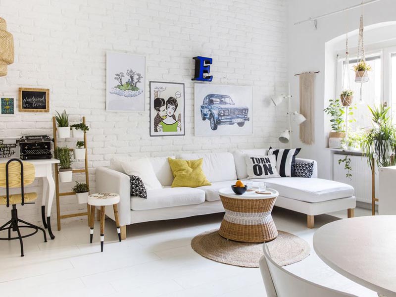 phòng khách kết hợp phòng ngủ