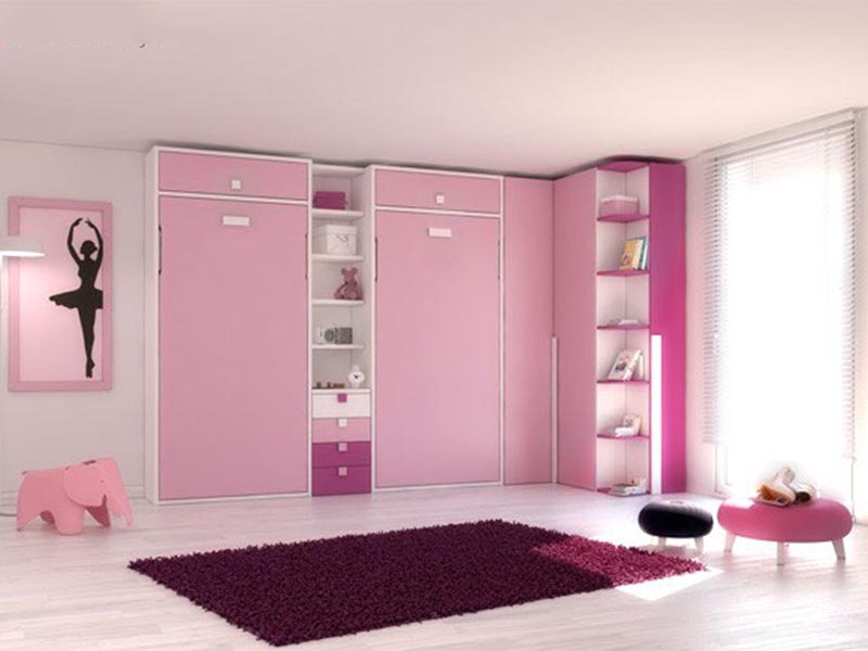 Mẫu giường ngủ gấp thông minh cho bé gái xinh xắn và tiện lợi giuong gap thong minh 323