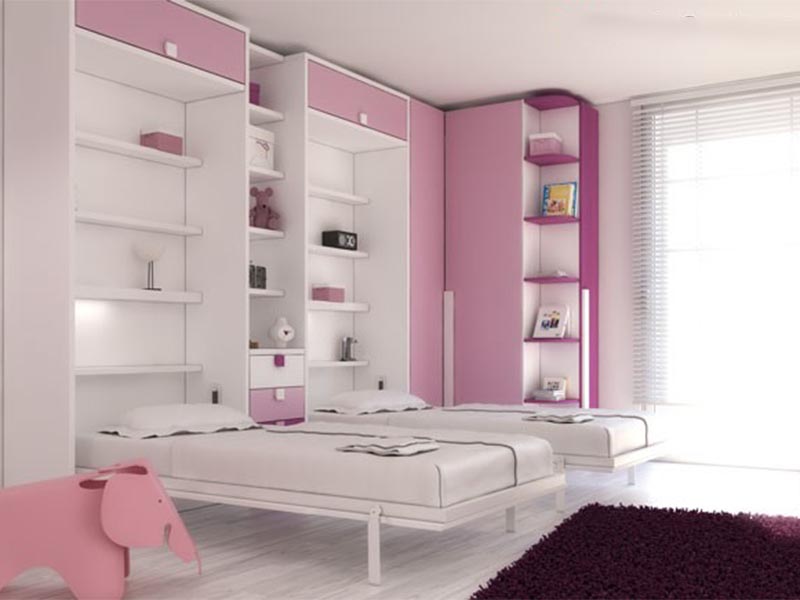 Mẫu giường ngủ gấp thông minh cho bé gái xinh xắn và tiện lợi giuong gap thong minh 324