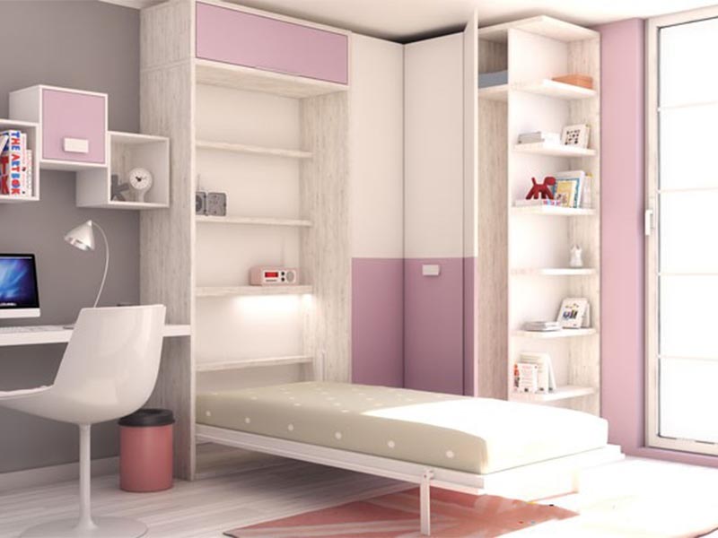 Mẫu giường ngủ gấp thông minh cho bé gái xinh xắn và tiện lợi giuong gap thong minh 325