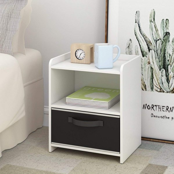 Small Rectangular White Table With Storage Drawer On Bottom