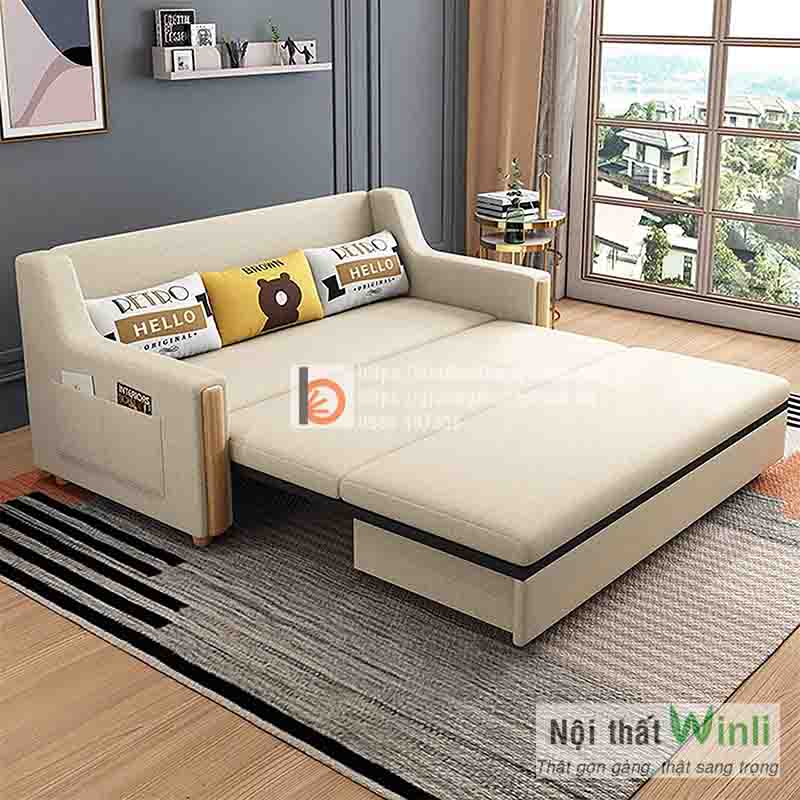 Sofa giường gỗ thông minh bọc nỉ-NGT