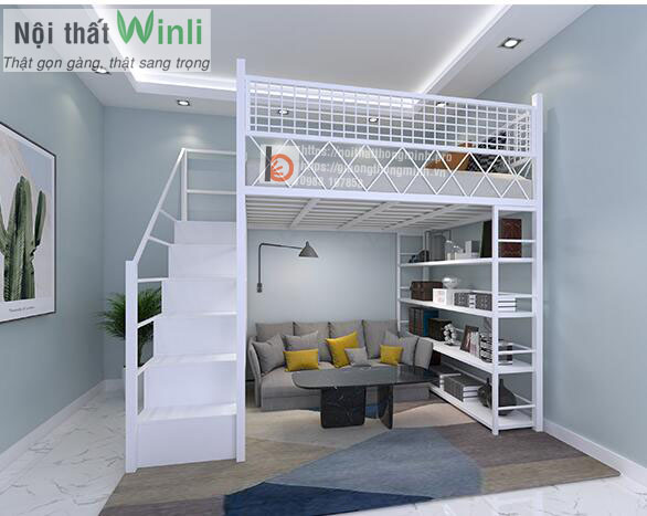 Giường 2 tầng bằng sắt đủ đồ cho nhà nhỏ3 1