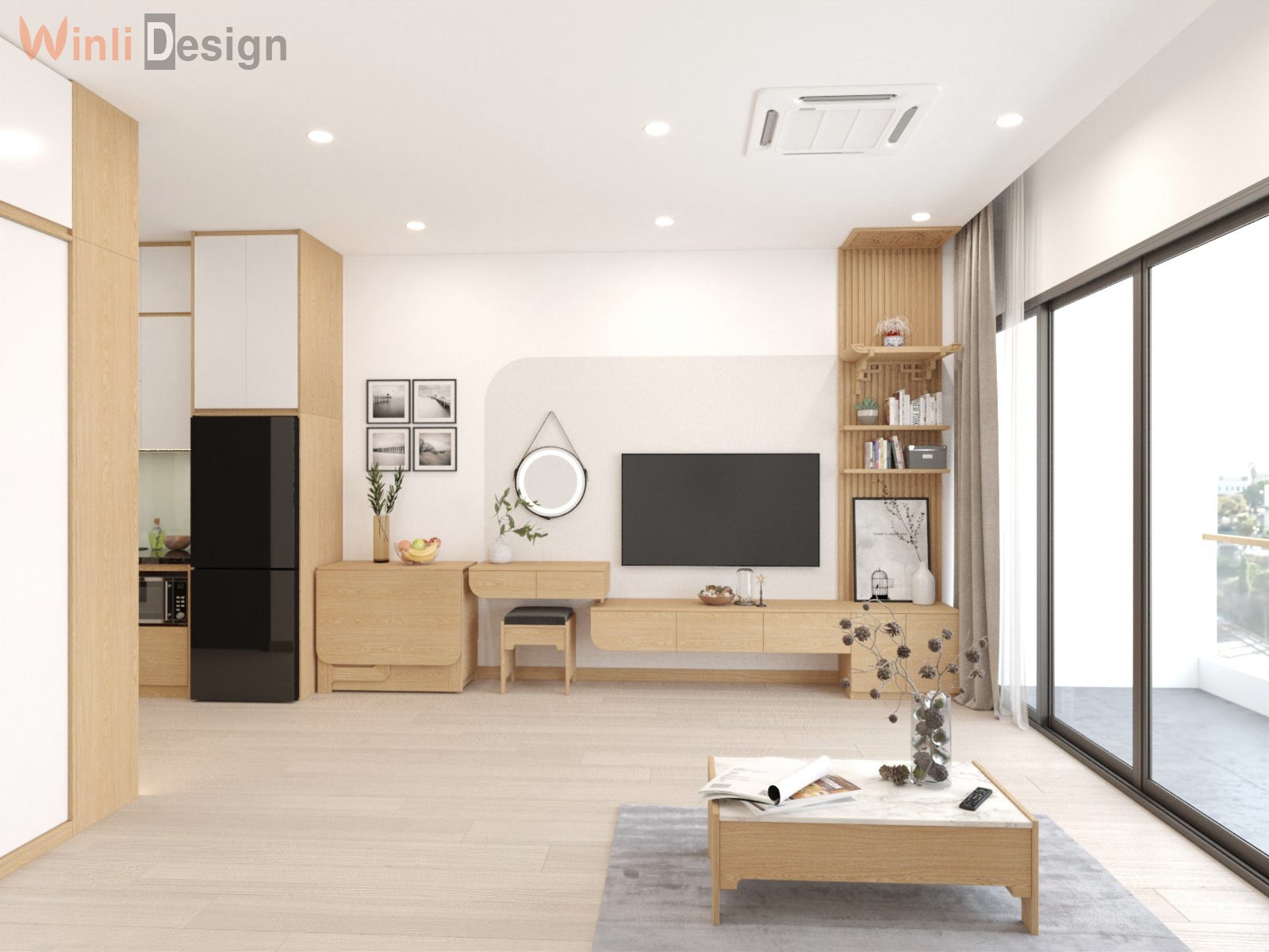Thiết kế nội thất căn hộ studio 30m2 tòa R2 Swanlake Onsen