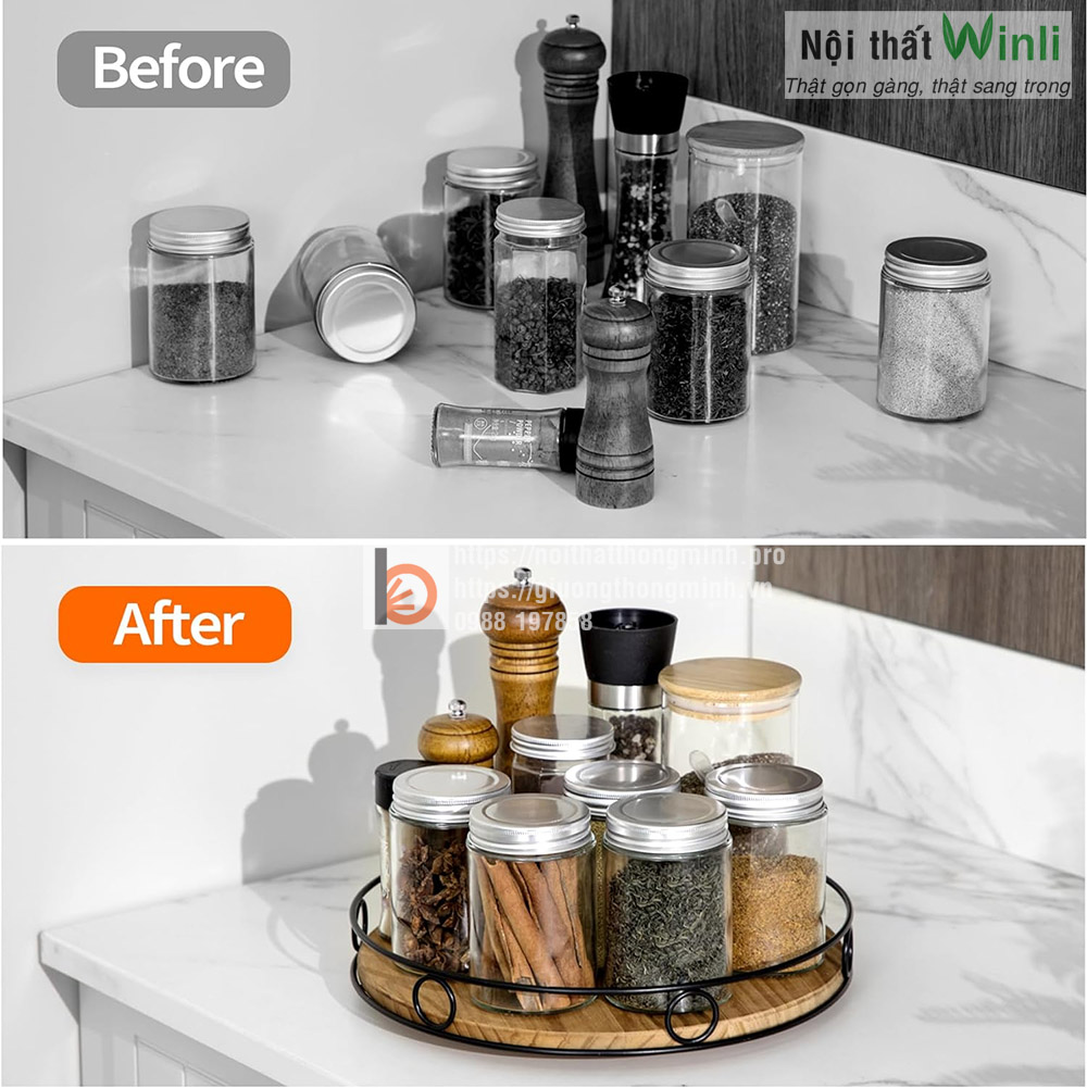 Kệ đựng gia vị thông minh xoay 360 tiện lợi Kệ đựng gia vị thông minh xoay 360 tiện lợi