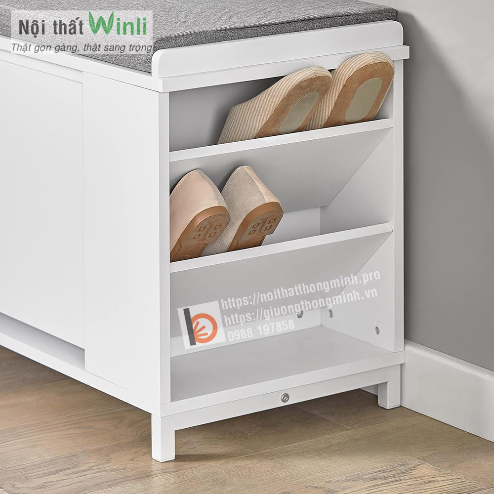 Tủ giày thông minh 1 tầng kiêm ghế ngồi màu trắng Tủ giày thông minh 1 tầng kiêm ghế ngồi màu trắng