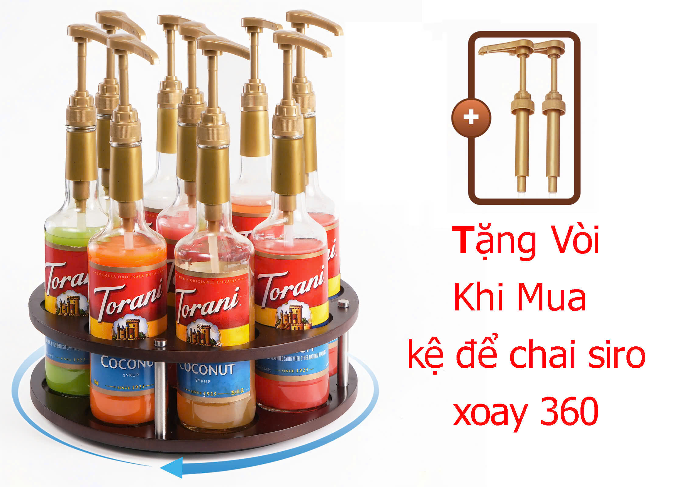 Vòi Bơm Siro Màu Vàng Nhập Khẩu Cao Cấp ke de chai siro xoay 360